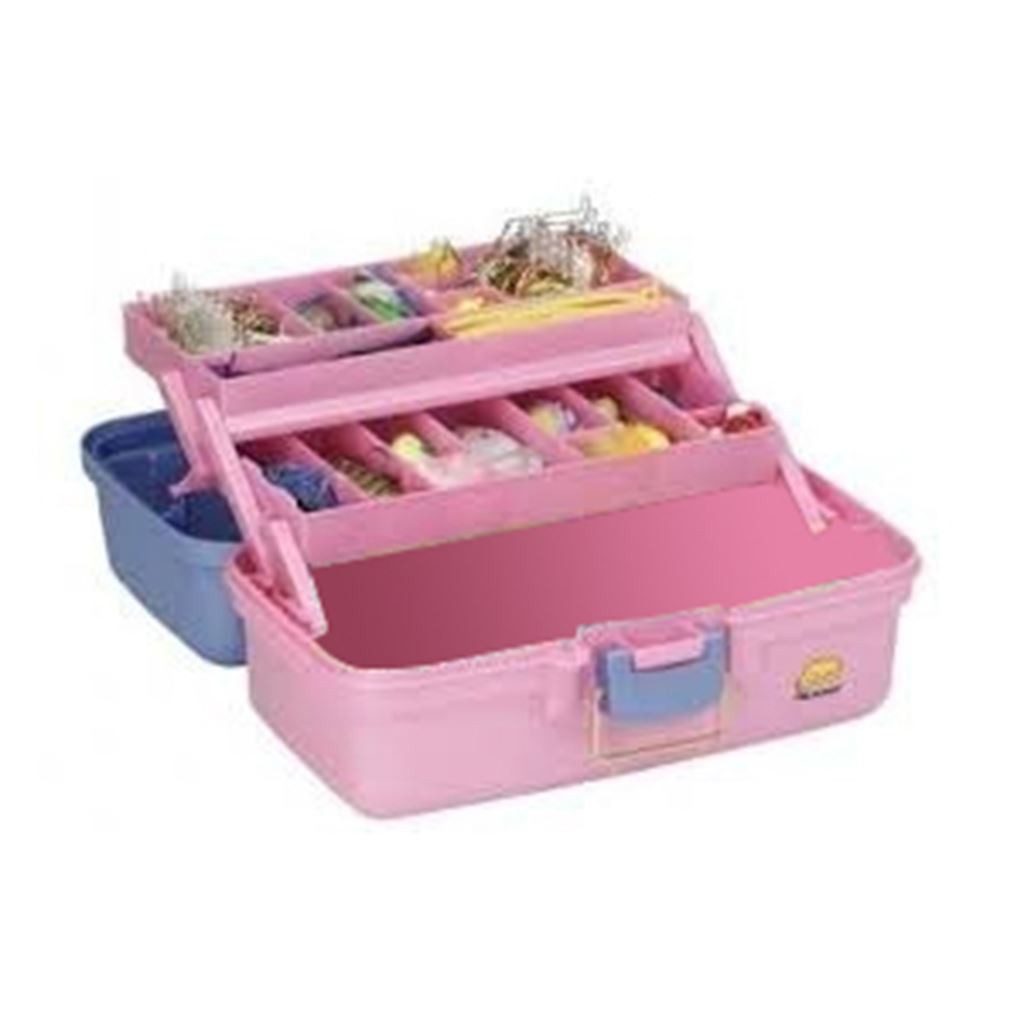 Caja de Pesca con 2 Charolas 36.2x21.59x19.68 cm, Rosa con Lila