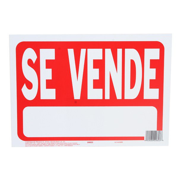 LETRERO "SE VENDE" 18X24 CM