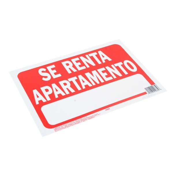 LETRERO "SE RENTA APARTAMENTO" 23 X 30 CM