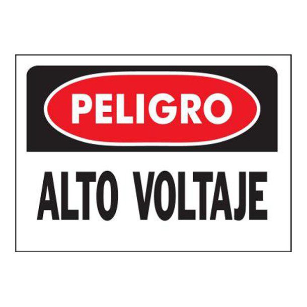 LETRERO "PELIGRO-ALTO VOLTAJE" 25X36 CM
