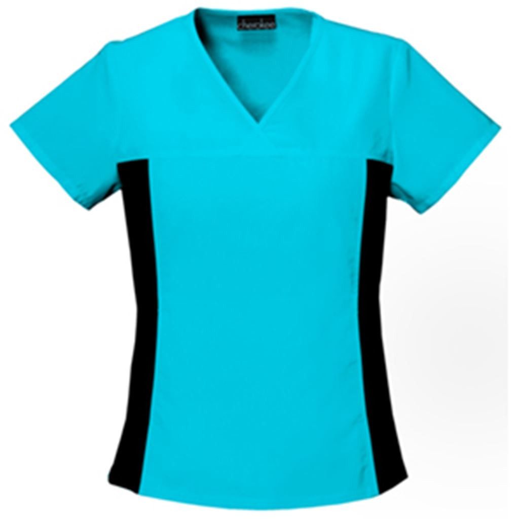 FILIPINA CHEROKEE CON CUELLO V Y FRANJAS LATERALES COLOR NEGRO