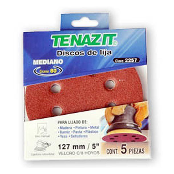 PAQUETE 5 DISCOS CON VELCRO 5 8 HOYOS TENAZIT