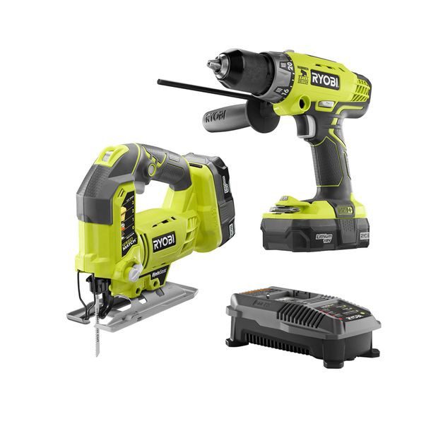 COMBO DE TALADRO DE PERCUSIÓN Y SIERRA CALADORA ORBITAL ONE+ CON BATERÍAS DE LITIO 18V RYOBI