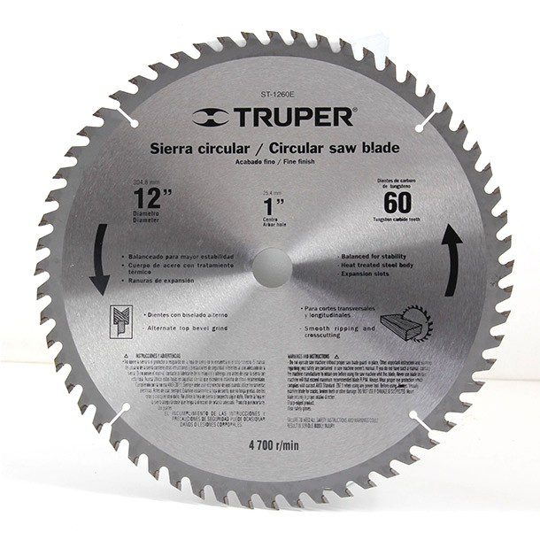 SIERRA CIRCULAR 12"X60 DIENTES CENTRO 1"