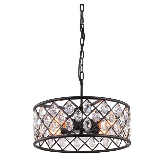 LÁMPARA COLGANTE 4 LUCES CRISTAL NEGRA