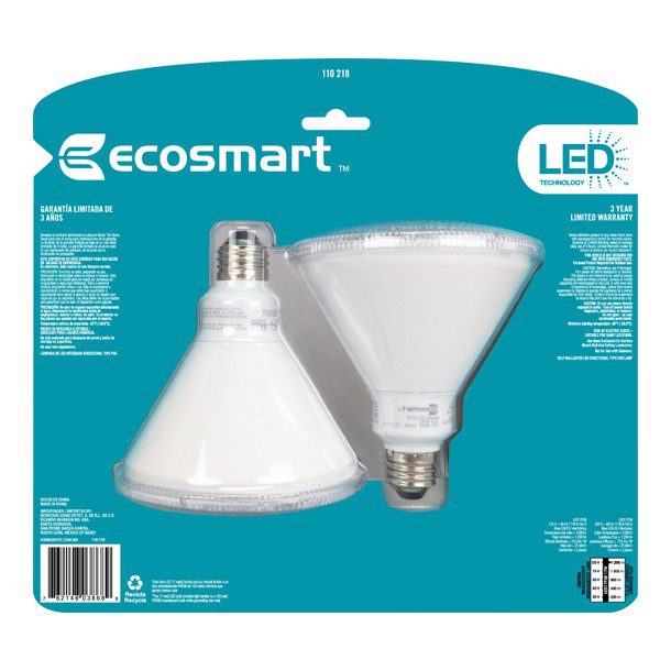 FOCO LED PAR38 17W LUZ AMARILLA 2 PIEZAS