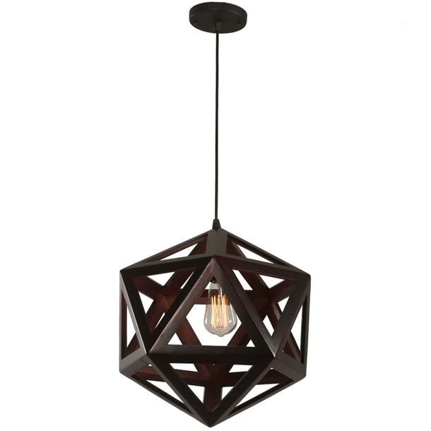 COLGANTE DE ACERO Y MADERA WENGUE 1 LUZ