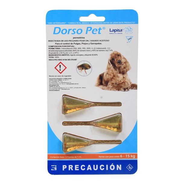 GARRAPATICIDA PERROS 6 A 15 KG 3 PZ
