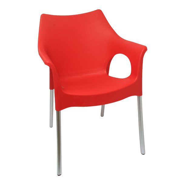 SILLA DE PLÁSTICO DESCANSABRAZOS ROJA