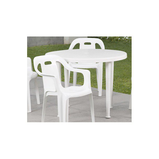 MESA REDONDA 73X100 CM BLANCA RESINA