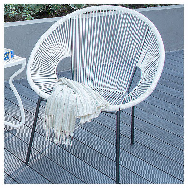 SILLA DECORATIVA CORDONES BLANCA