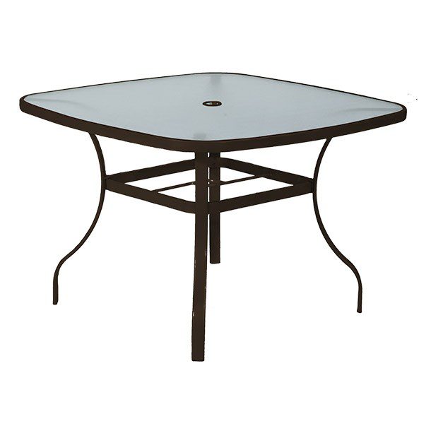 MESA DE CRISTAL CUADRADA (MARCO OSCURO)