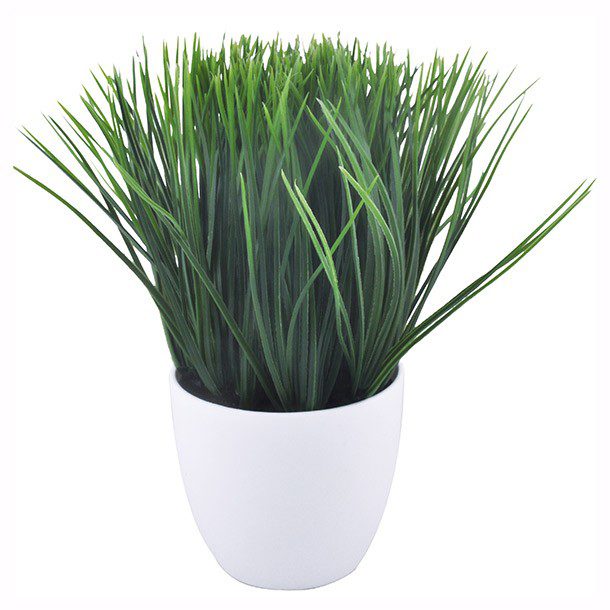 PLANTA ARTIFICIAL PASTO LARGO MACETA BLANCA BETTER PLACE