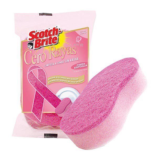3M SCOTCH BRITE FIBRA ESPONJA CERO RAYAS TAMAÑO GRANDE ROSA