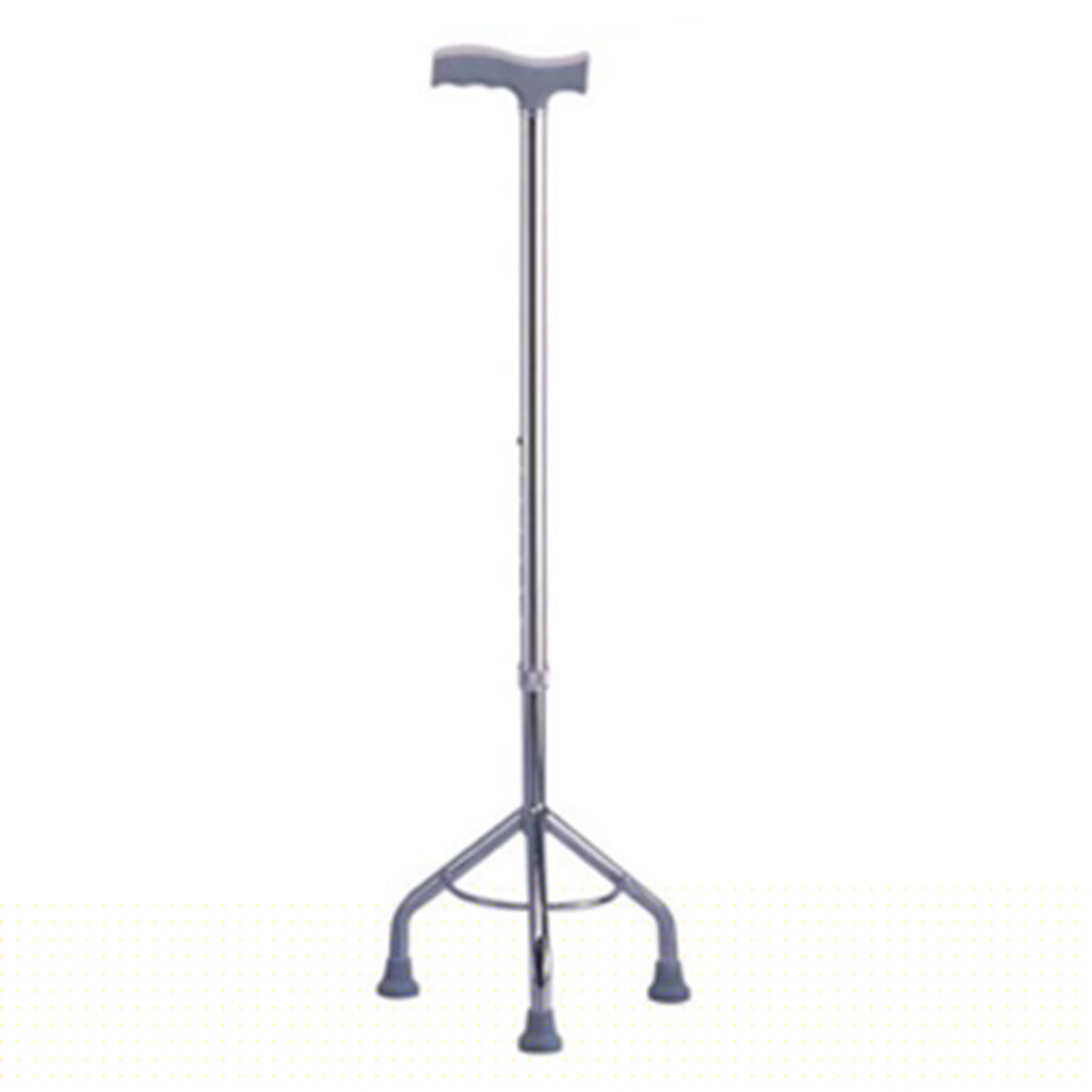 BASTON DE ALUMINIO RIDER DE 3 APOYOS BASE ALTA MANGO RECTO PLATA