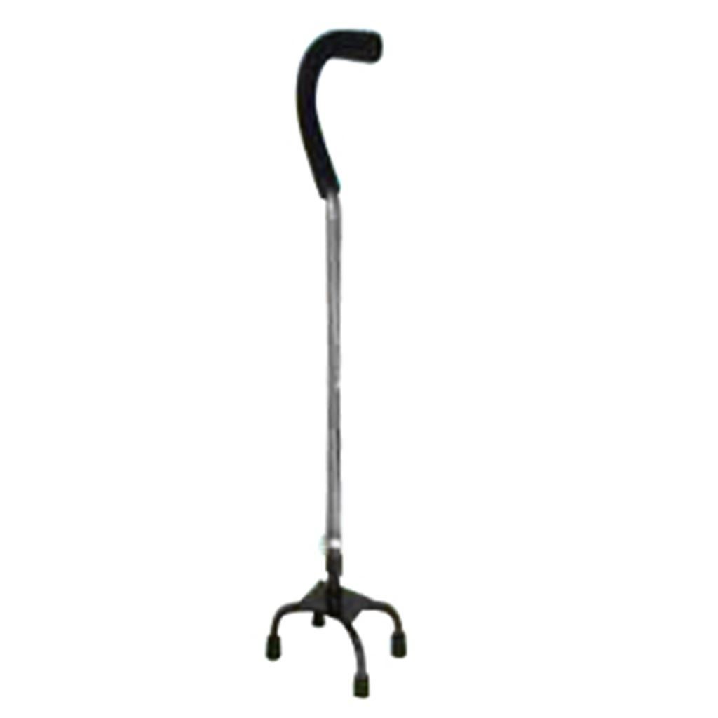 BASTON DE ALUMINIO 4 APOYOS BASE CHICA MANGO CUELLO DE GANSO PLATA