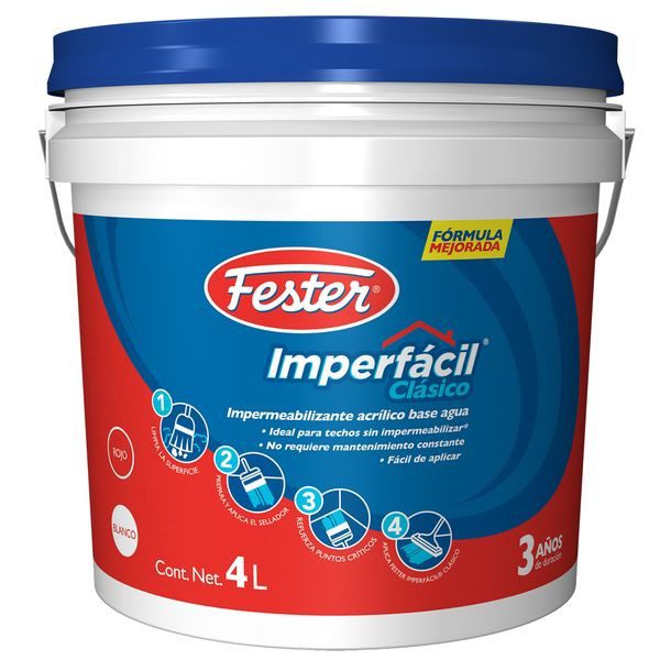 IMPERMEABILIZANTE FESTER IMPERFACIL CLASICO 3 AÑOS ROJO 4L