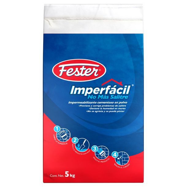 IMPERMEABILIZANTE CEMENTOSO FESTER IMPERFÁCIL NO MÁS SALITRE 5 KG