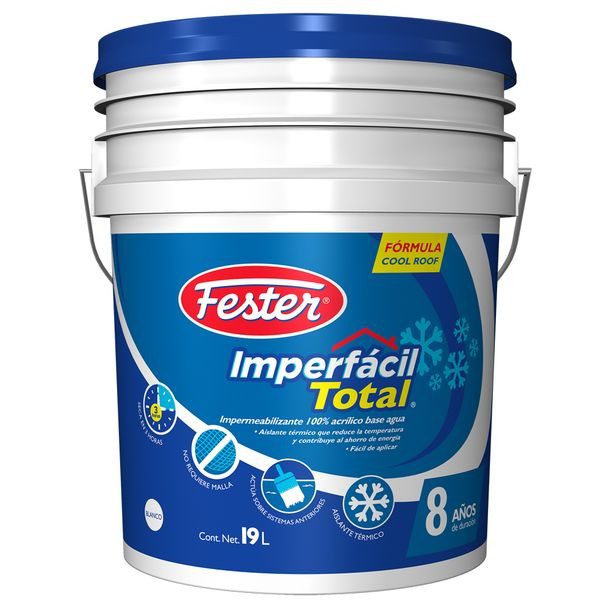IMPERMEABILIZANTE FESTER IMPERFACIL TOTAL 8 AÑOS BLANCO 19L