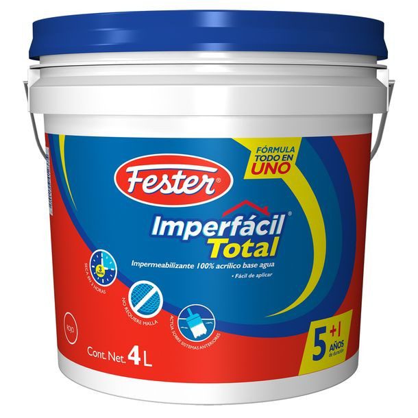 IMPERMEABILIZANTE FESTER IMPERFACIL TOTALL 6 AÑOS ROJO 4L