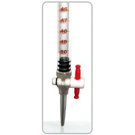 BURETA CLASE B, AMBAR, DESMONTABLE, LLAVE DE PASO, 50 ML - GLASSCO