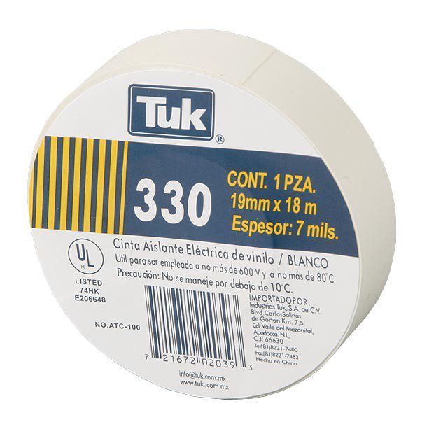 CINTA ELÉCTRICA 330 BLANCA 19 MM X 18 M