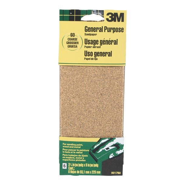 3M LIJA PARA PINTURA MADERA METAL 3-3-2/3X9 CRS USO GENERAL
