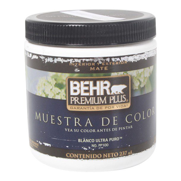 PINTURA PREMIUM PLUS MUESTRA DE COLOR INT/ EXT MATE BASE ULTRA BLANCA 237 ML