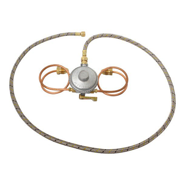 KIT REGULADOR 2 PIGTAILS COBRE MANGUERA INOXIDABLE 1.5 M X 3/8"