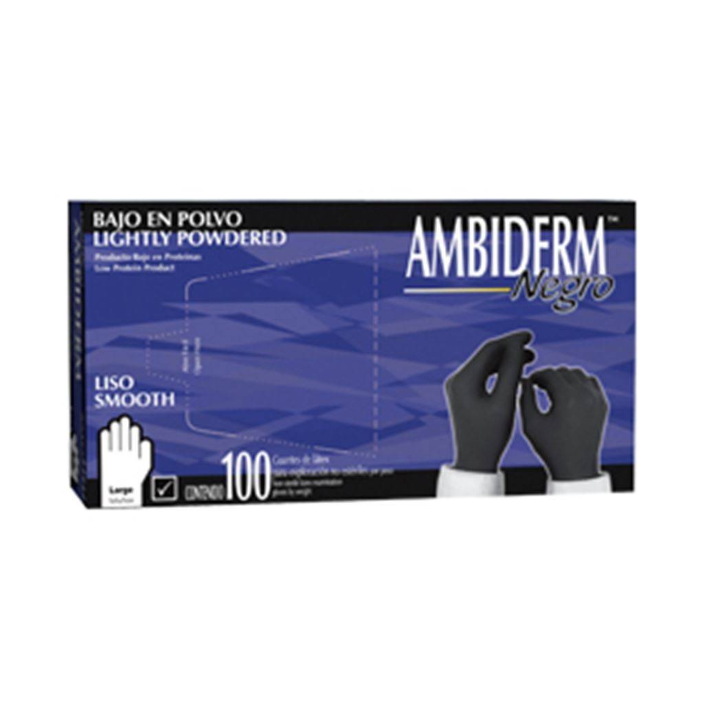GUANTE DE LATEX AMBIDERM NO ESTERIL PARA EXPLORACION TALLA CHICA COLOR NEGRO