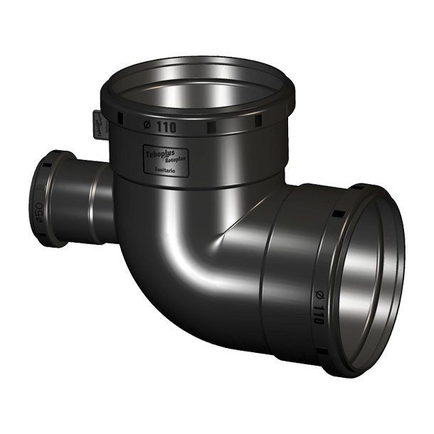 CODO HEMBRA-HEMBRA CON SALIDA 87X110 MM