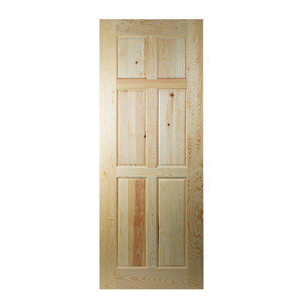 PUERTA PINO 6 TABLEROS NATURAL 80X213 CM