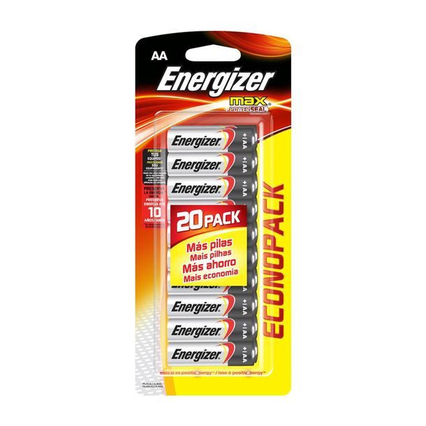 PAQUETE 20 PILAS ENERGIZER MAX AA