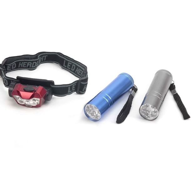 JUEGO DE 3 LINTERNAS DE ALUMINIO LED