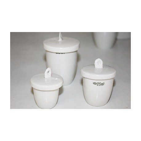 CRISOL DE PORCELANA FORMA ALTA CON TAPA ECONOMICO