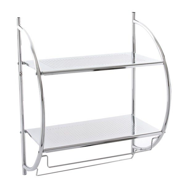 REPISA CROMADA DE DOBLE NIVEL PARA PARED