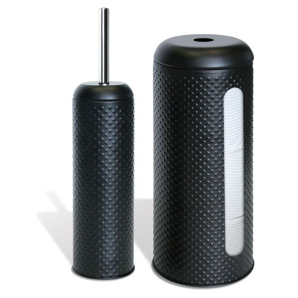 CEPILLO PARA WC Y PORTA ROLLOS NEGRO