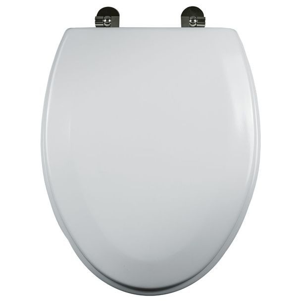 ASIENTO PARA BAÑO ALARGADO BISAGRAS CROMADAS BLANCO