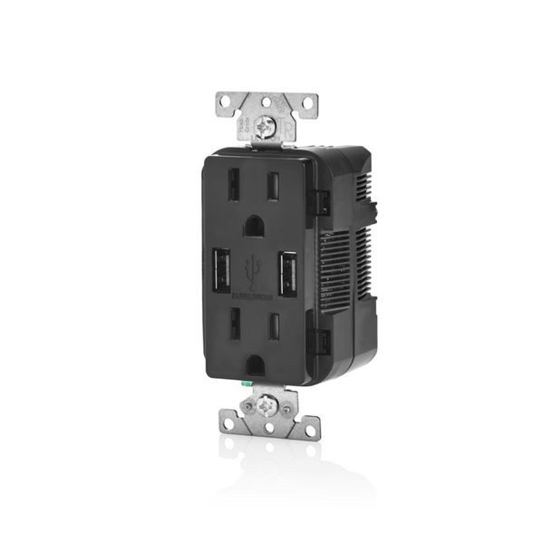 CONTACTO DUPLEX CARGADOR USB NEGRO