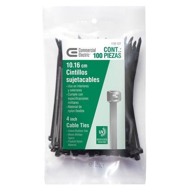 CINCHOS 100 PIEZAS COLOR NEGRO COMMERCIAL ELECTRIC