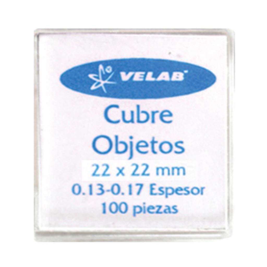 CUBRE OBJETOS DE VIDRIO No.1 ESPESOR DE 0.13 A 0.16 MM DE 22x22 MM MARCA VELAB