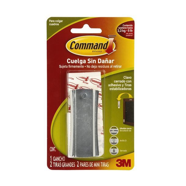3M COMMAND COLGADOR SUJETADOR SOPORTE DENTADO PLATA