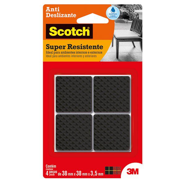 3M SCOTCH TOPE ANTI-DESLIZANTE CUADRADO COLOR NEGRO 4 PIEZAS